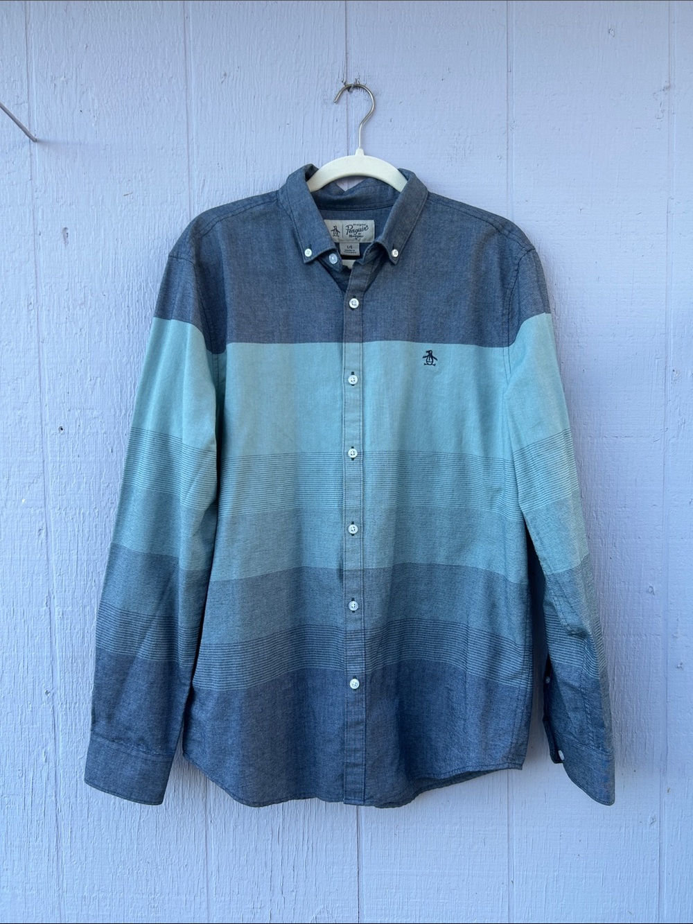Original Penguin Men’s Blue Ombré Striped Button-Down Shirt